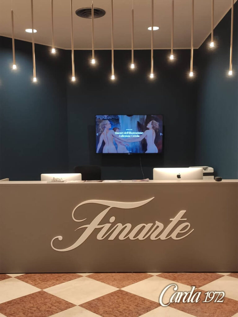 Logo in plexiglas effetto 3D realizzato per Finarte